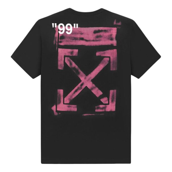 Off-White Herre-T-skjorte med pilemønster, korte ermer og løs passform, svart
