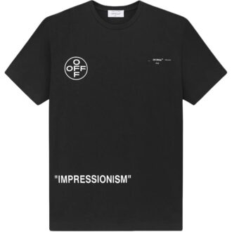 Off-White Herre-T-skjorte med pilemønster, korte ermer og løs passform, svart