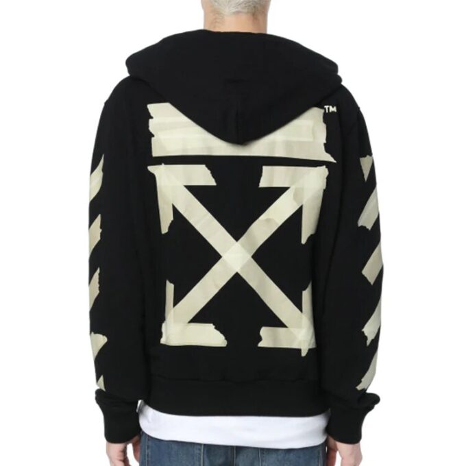 Off-White Herre T-skjorte med piler på gummi-stropp, klassisk svart