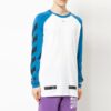 Off-White Herre-T-skjorte med raglanermer, fargeblokker og pilemønster