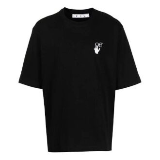 Off-White Herre-T-skjorte med små mønstre, korte ermer, svart