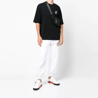 Off-White Herre-T-skjorte med små mønstre, korte ermer, svart