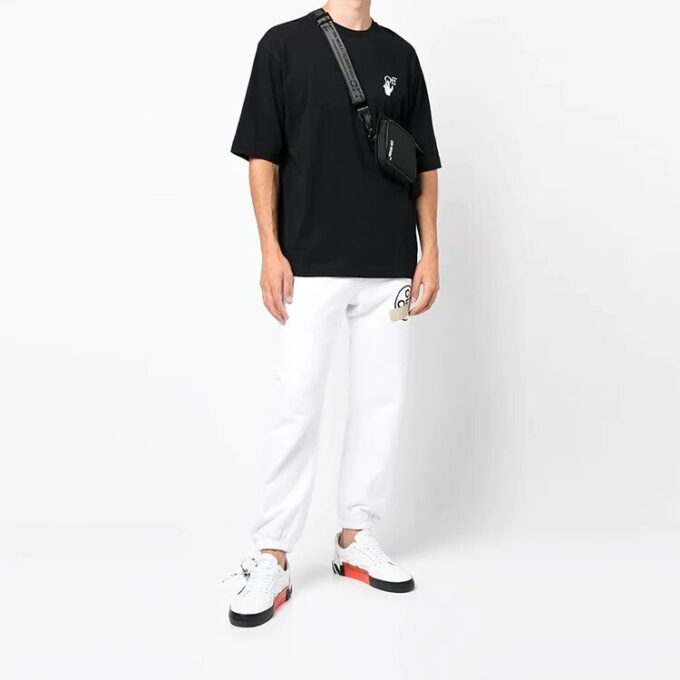 Off-White Herre-T-skjorte med små mønstre, korte ermer, svart