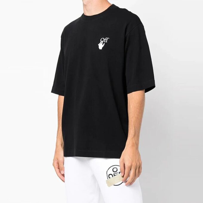 Off-White Herre-T-skjorte med små mønstre, korte ermer, svart
