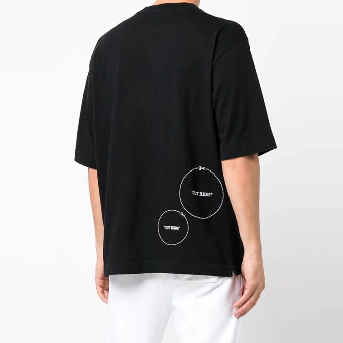 Off-White Herre-T-skjorte med små mønstre, korte ermer, svart