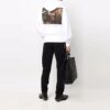 Off-White Herre-T-skjorte med trykk, hette og lange ermer, hvit