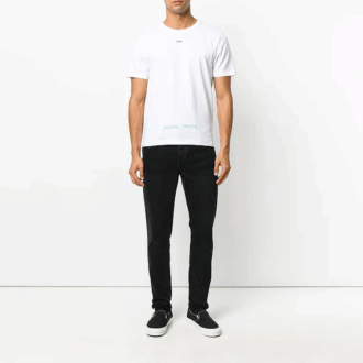 Off-White Herre-T-skjorte med trykk, hvit