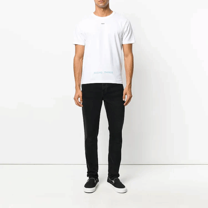 Off-White Herre-T-skjorte med trykk, hvit