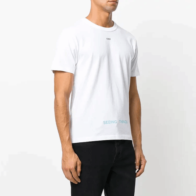 Off-White Herre-T-skjorte med trykk, hvit