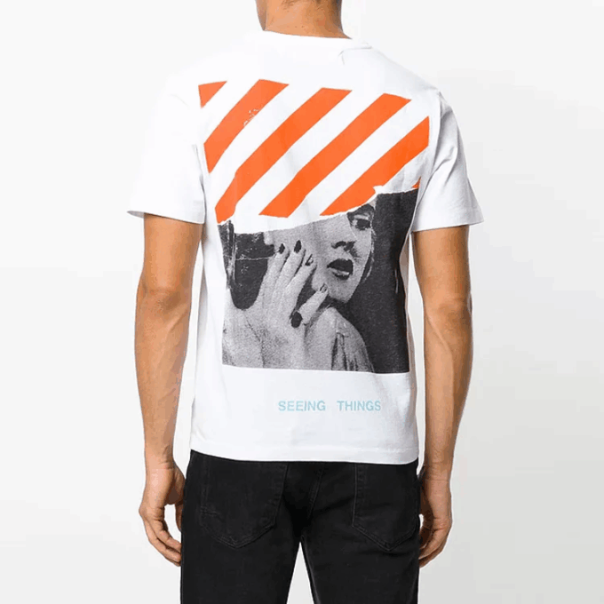 Off-White Herre-T-skjorte med trykk, hvit