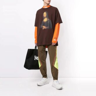 Off-White Herre-T-skjorte med trykk, kort erme, brun Short