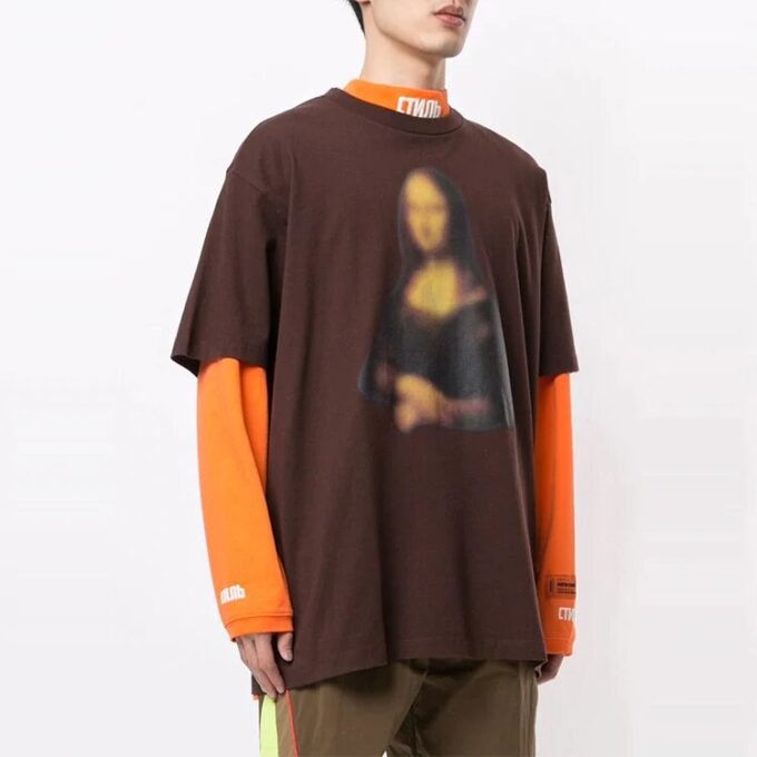 Off-White Herre-T-skjorte med trykk, kort erme, brun Short
