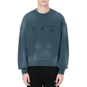 Off-White Herre-T-skjorte med trykk og rund hals, blå