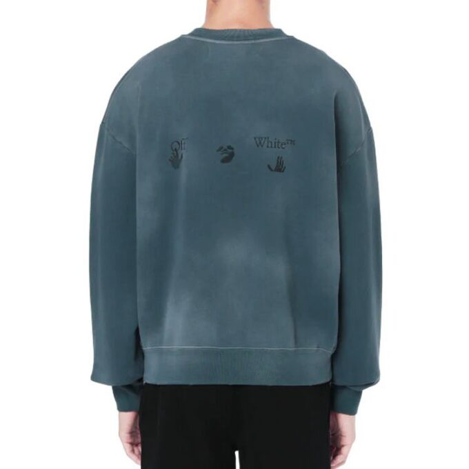Off-White Herre-T-skjorte med trykk og rund hals, blå