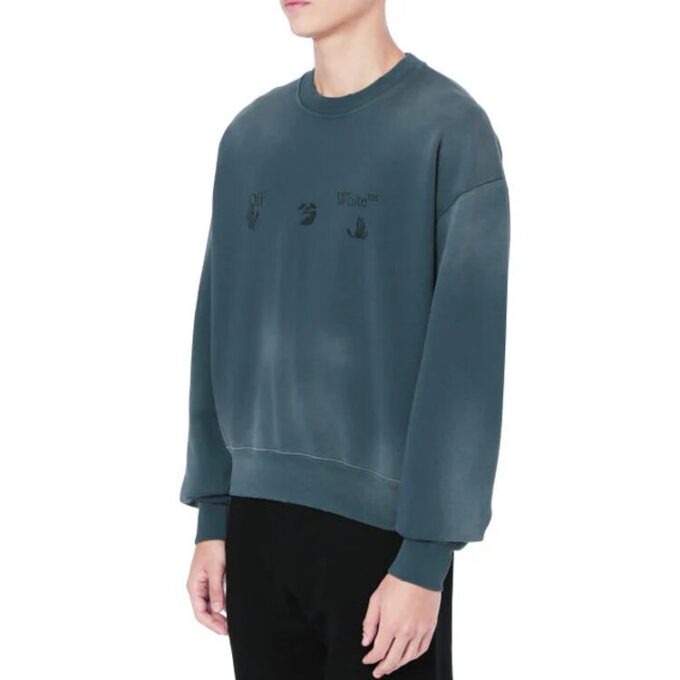 Off-White Herre-T-skjorte med trykk og rund hals, blå