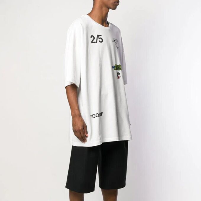 Off-White Herre-T-skjorte med trykk på ryggen, 2/5, kort erme, hvit
