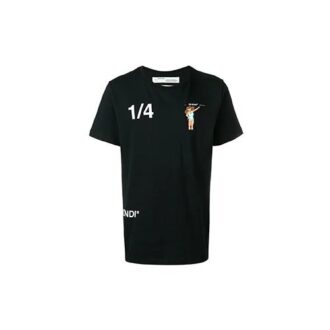 Off-White Herre-T-skjorte med trykk på ryggen og korte ermer i shorts-stil