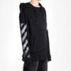 Off-White Herre-T-skjorte med trykk, pilemønster og glidelås, klassisk svart