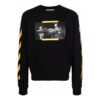 Off-White Herre T-skjorte med trykk, rund hals og lange ermer, svart