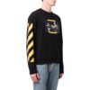 Off-White Herre T-skjorte med trykk, rund hals og lange ermer, svart
