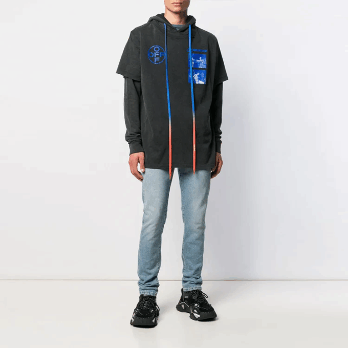 Off-White Herre-T-skjorte med trykk, svart