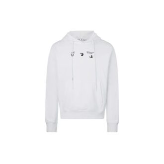 Off-White Herre-T-skjorte med trykt logo, hette og lange ermer, hvit