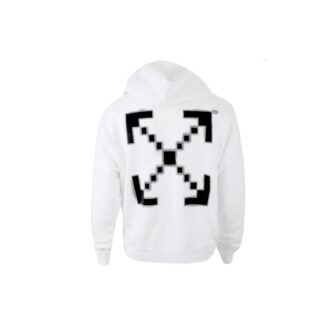 Off-White Herre-T-skjorte med trykt logo og hette, langermet, hvit