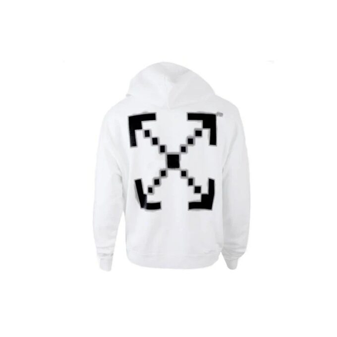 Off-White Herre-T-skjorte med trykt logo og hette, langermet, hvit