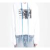 Off-White Herre-T-skjorte med trykt logo og hette, langermet, hvit