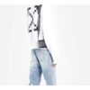 Off-White Herre-T-skjorte med trykt logo og hette, langermet, hvit