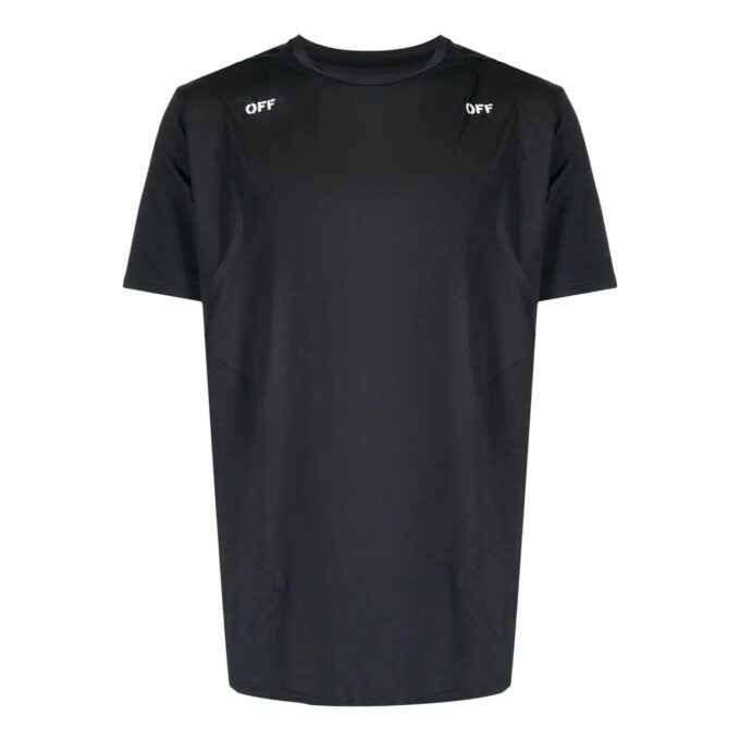 Off-White Herre T-skjorte med trykt pilemønster, rund hals og korte Shorts, svart
