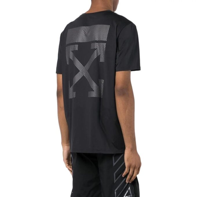 Off-White Herre T-skjorte med trykt pilemønster, rund hals og korte Shorts, svart