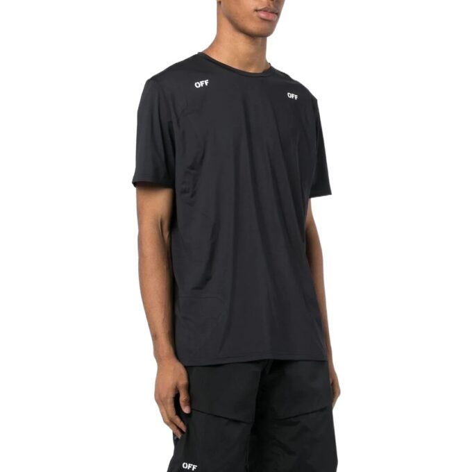 Off-White Herre T-skjorte med trykt pilemønster, rund hals og korte Shorts, svart