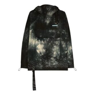 Off-White Herre Tie Dye Crystal Pullover hettejakke løs passform svart