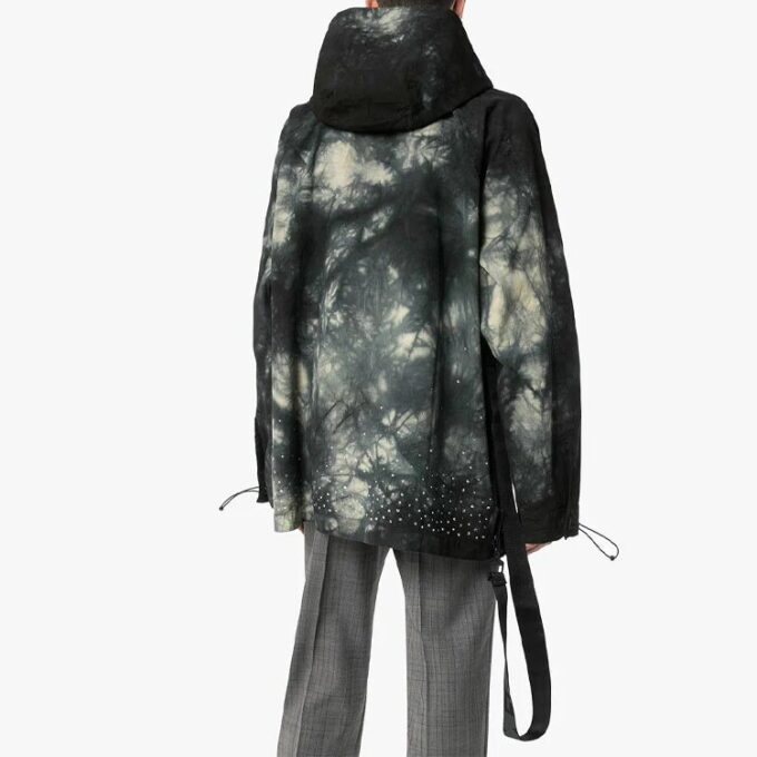 Off-White Herre Tie Dye Crystal Pullover hettejakke løs passform svart