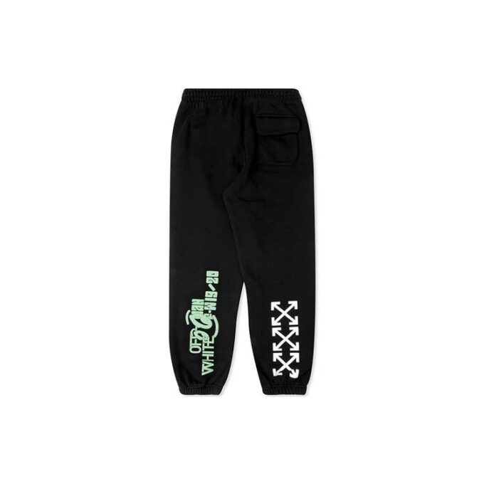 Off-White Herre-trykte svarte sportsbukser/joggebukser