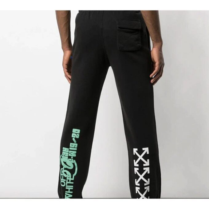 Off-White Herre-trykte svarte sportsbukser/joggebukser