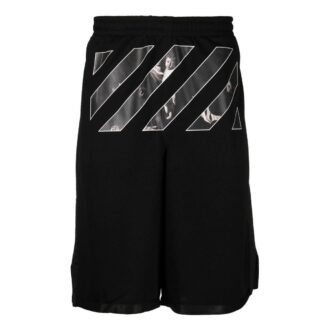 Off-White Herre Twill-trykte shorts Med rett snitt i livet, korte, svarte