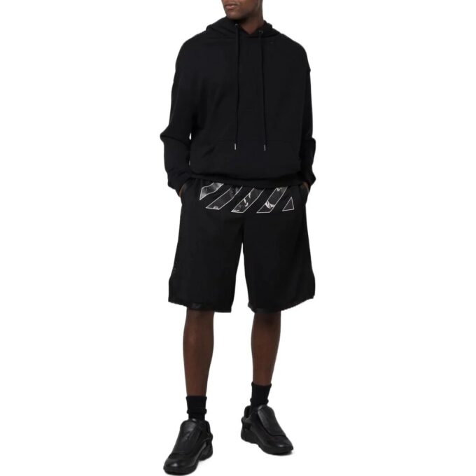 Off-White Herre Twill-trykte shorts Med rett snitt i livet, korte, svarte