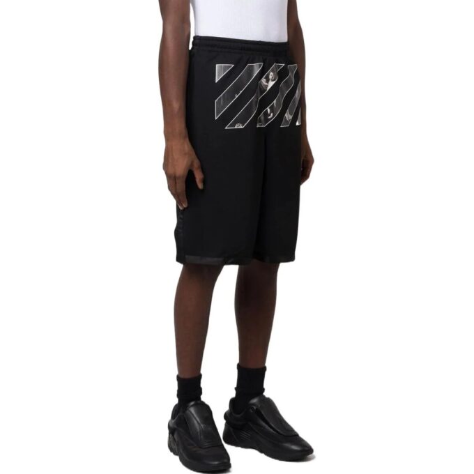 Off-White Herre Twill-trykte shorts Med rett snitt i livet, korte, svarte