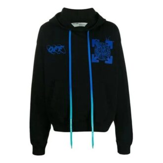 Off-White Herre Wizard and Cat Over Arrows Logo Loose Fit Svart