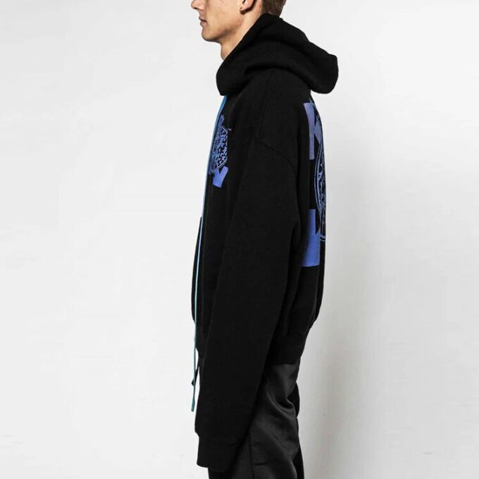 Off-White Herre Wizard and Cat Over Arrows Logo Loose Fit Svart