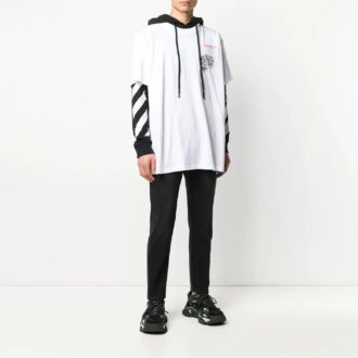 Off-White Herrearm med trykk, løs passform, hvit