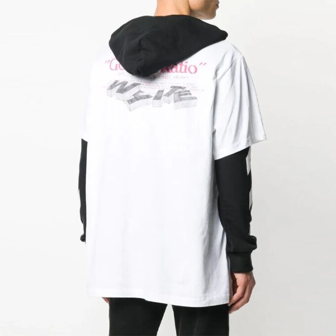Off-White Herrearm med trykk, løs passform, hvit
