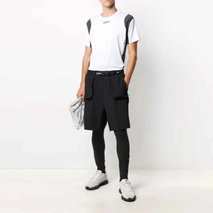 Off-White Herrebukser med alfabetmønster, casual, lange, slim fit, svart