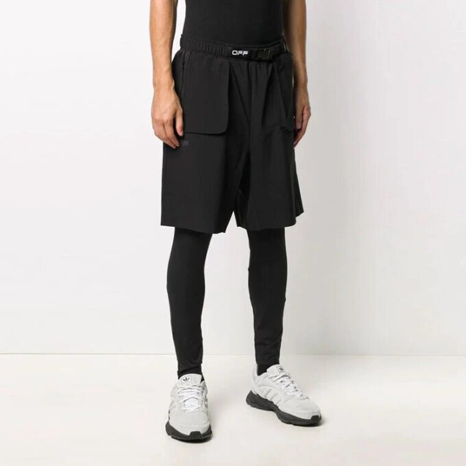 Off-White Herrebukser med alfabetmønster, casual, lange, slim fit, svart