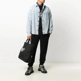 Off-White Herrebukser med elastisk linning, ensfarget, casual, lange bukser/bukser, svart