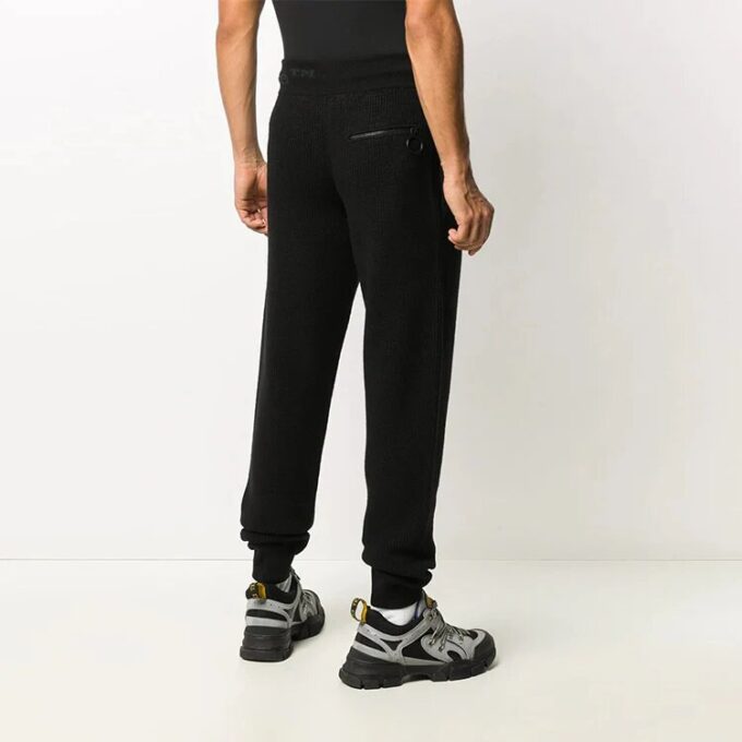 Off-White Herrebukser med elastisk linning, ensfarget, casual, lange bukser/bukser, svart