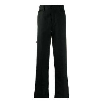 Off-White Herrebukser med flere lommer, rett snitt, ensfarget, uformelle, lange bukser/bukser, svart