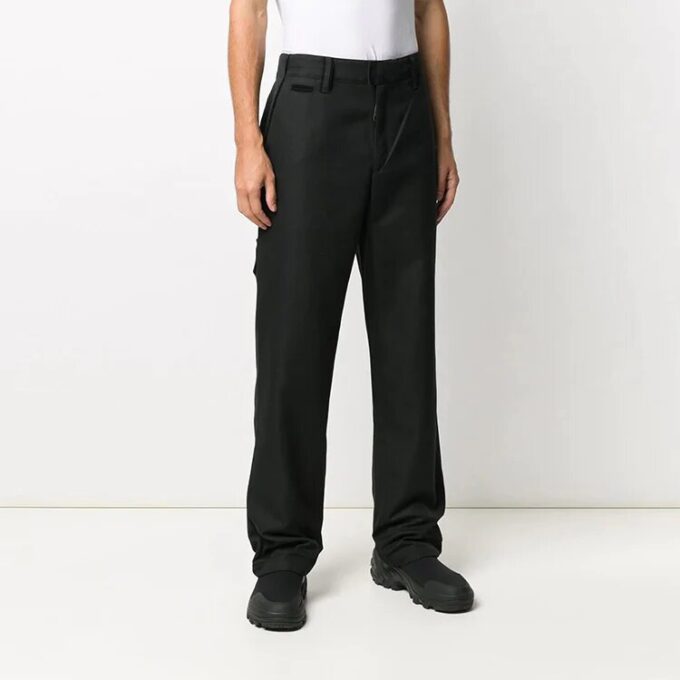 Off-White Herrebukser med flere lommer, rett snitt, ensfarget, uformelle, lange bukser/bukser, svart